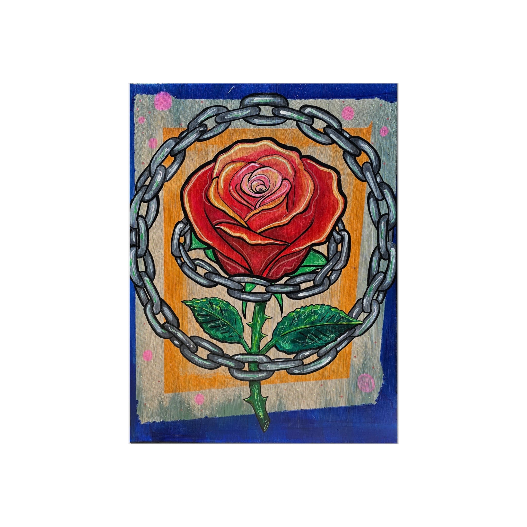 Fine Art Poster — Rose with Chain Illustration-Original Art print by BEE
